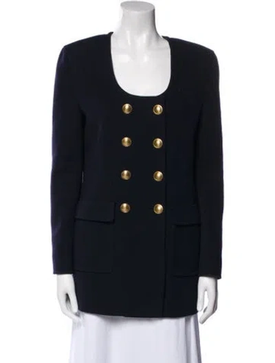 Pre-owned Saint Laurent Virgin Wool Evening Jacket In Blue
