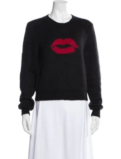 Pre-owned Saint Laurent Virgin Wool Graphic Print Sweater In Black