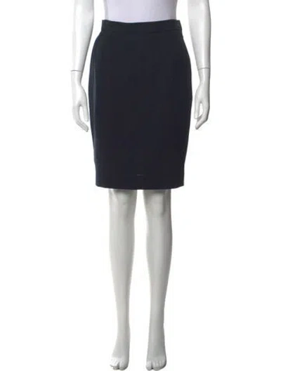 Pre-owned Saint Laurent Virgin Wool Knee-length Skirt In Blue