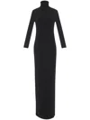 Saint Laurent Virgin Wool Long Dress In Black