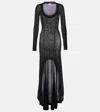 Saint Laurent Virgin Wool Maxi Dress In Black