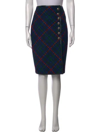 Pre-owned Saint Laurent Virgin Wool Midi Length Skirt In Black