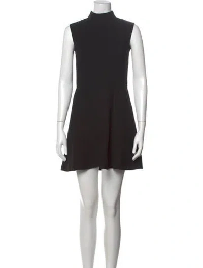 Pre-owned Saint Laurent Virgin Wool Mini Dress In Black