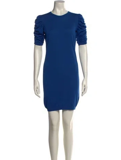 Pre-owned Saint Laurent Virgin Wool Mini Dress In Blue