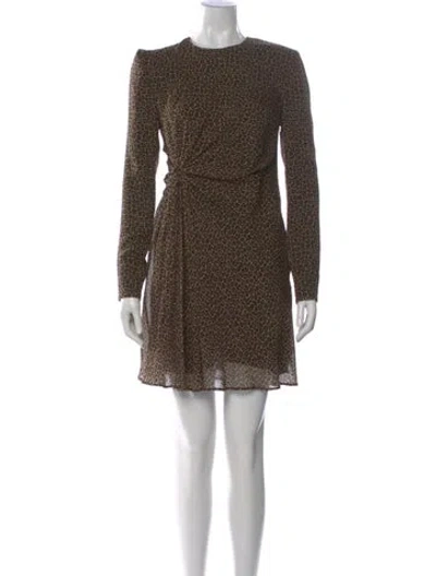 Pre-owned Saint Laurent Virgin Wool Mini Dress In Neutral