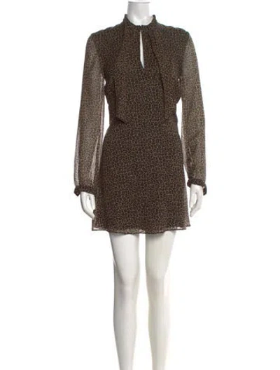 Pre-owned Saint Laurent Virgin Wool Mini Dress In Neutral