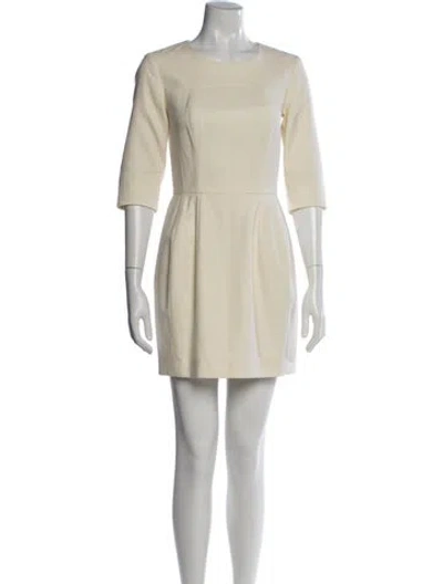 Pre-owned Saint Laurent Virgin Wool Mini Dress In Neutrals
