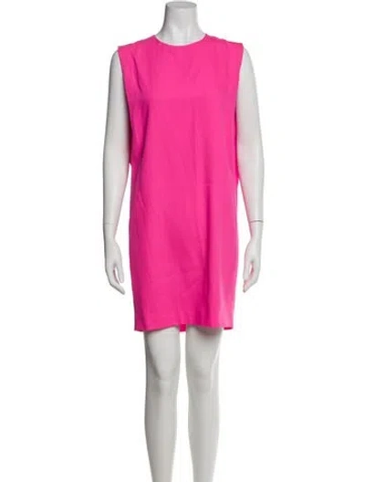 Pre-owned Saint Laurent Virgin Wool Mini Dress In Pink
