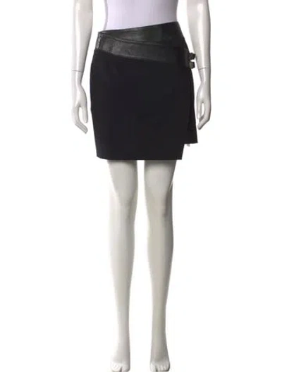 Pre-owned Saint Laurent Virgin Wool Mini Skirt In Black