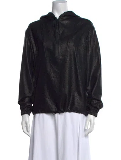 Pre-owned Saint Laurent Virgin Wool Open Front Hoodie In Black