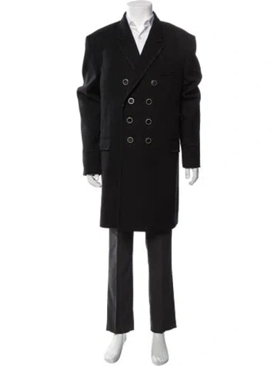 Pre-owned Saint Laurent Virgin Wool Overcoat In Black