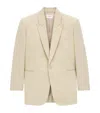 Saint Laurent Virgin Wool Oversized Blazer In Beige