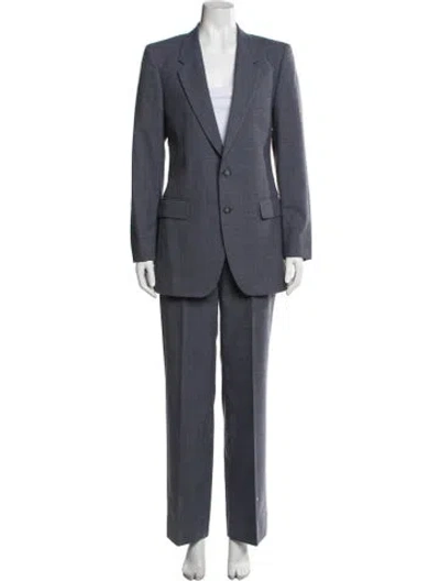 Pre-owned Saint Laurent Virgin Wool Pantsuit In Blue