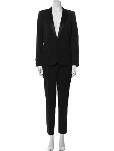 Pre-owned Saint Laurent Virgin Wool Pantsuit W/ Tags In Black