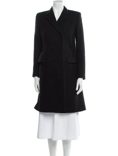 Pre-owned Saint Laurent Virgin Wool Peacoat In Black