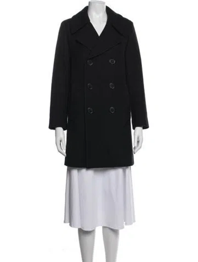 Pre-owned Saint Laurent Virgin Wool Peacoat In Black