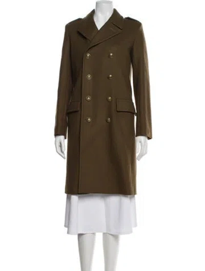 Pre-owned Saint Laurent Virgin Wool Peacoat In Brown