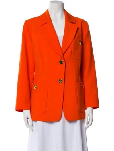 Pre-owned Saint Laurent Virgin Wool Peacoat In Orange