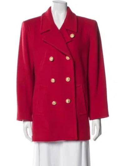 Pre-owned Saint Laurent Virgin Wool Peacoat In Red