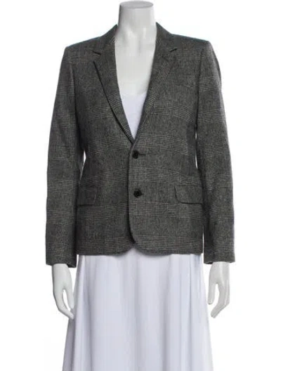 Pre-owned Saint Laurent Virgin Wool Plaid Print Blazer In Black