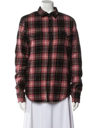 Pre-owned Saint Laurent Virgin Wool Plaid Print Bomber Jacket In Black