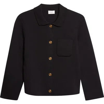 Saint Laurent Virgin Wool Polo Cardigan In Black