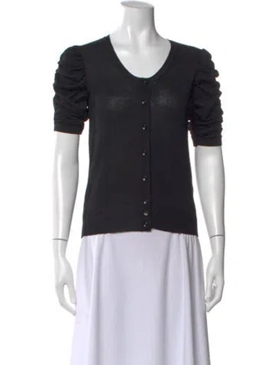 Pre-owned Saint Laurent Virgin Wool Scoop Neck Sweater In Black