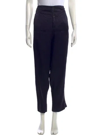 Pre-owned Saint Laurent Virgin Wool Straight Leg Pants In Black