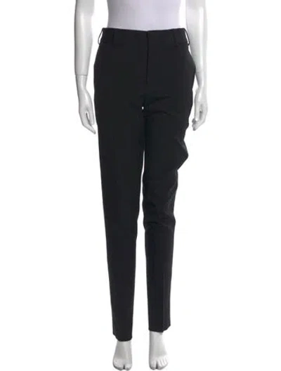 Pre-owned Saint Laurent Virgin Wool Straight Leg Pants In Black