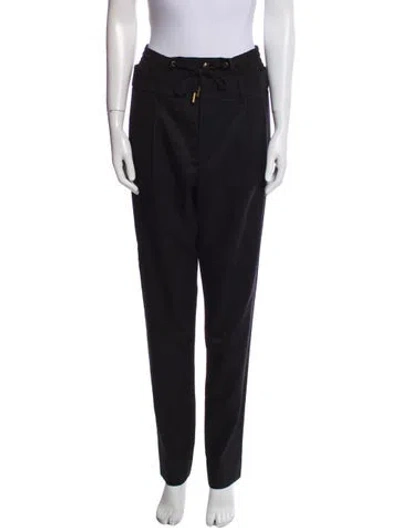 Pre-owned Saint Laurent Virgin Wool Straight Leg Pants In Black