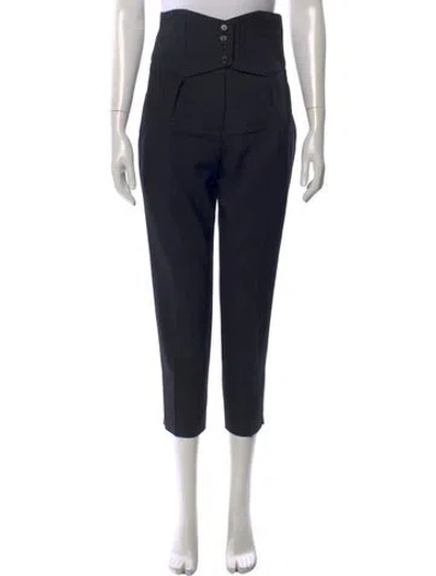 Pre-owned Saint Laurent Virgin Wool Straight Leg Pants In Black