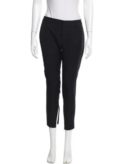 Pre-owned Saint Laurent Virgin Wool Straight Leg Pants In Black