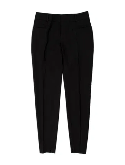 Pre-owned Saint Laurent Virgin Wool Straight Leg Pants In Black