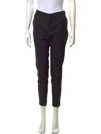 Pre-owned Saint Laurent Virgin Wool Straight Leg Pants In Black