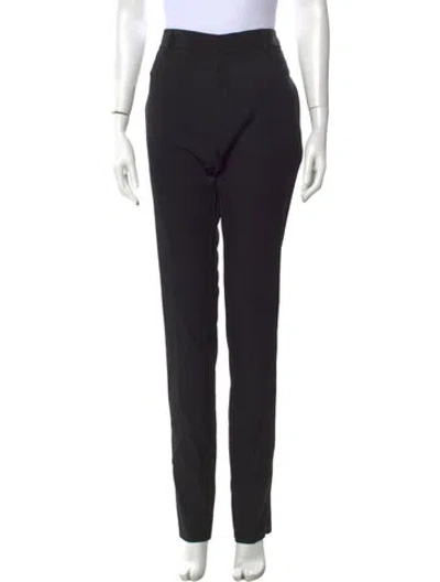 Pre-owned Saint Laurent Virgin Wool Straight Leg Pants In Black