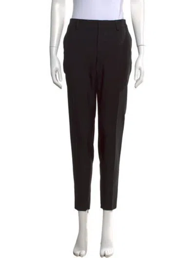 Pre-owned Saint Laurent Virgin Wool Straight Leg Pants In Black