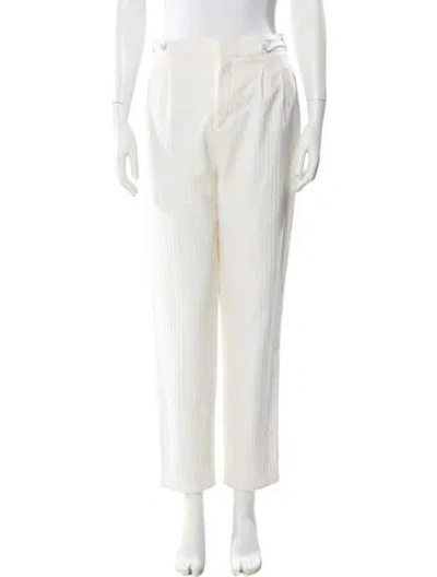 Pre-owned Saint Laurent Virgin Wool Straight Leg Pants In White