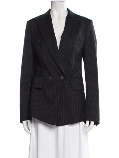 Pre-owned Saint Laurent Virgin Wool Striped Blazer In Gray