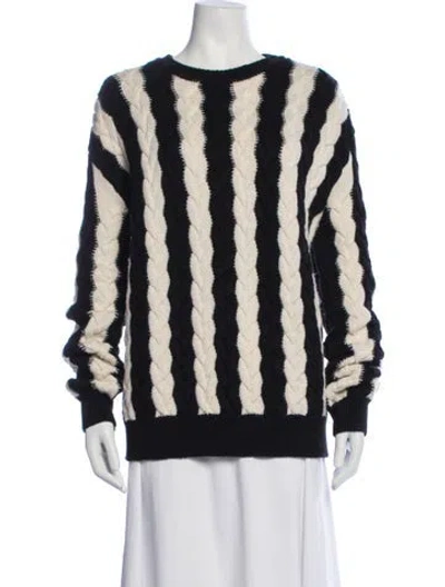 Pre-owned Saint Laurent Virgin Wool Striped Sweater In Black