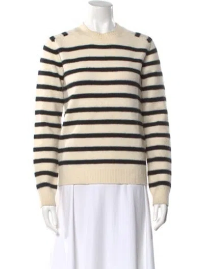 Pre-owned Saint Laurent Virgin Wool Striped Sweater In Neutral