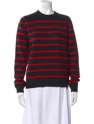 Pre-owned Saint Laurent Virgin Wool Striped Sweater In Red