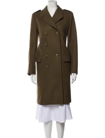 Pre-owned Saint Laurent Virgin Wool Trench Coat In Green