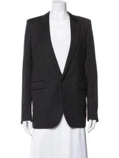 Pre-owned Saint Laurent Virgin Wool Tweed Pattern Blazer In Black