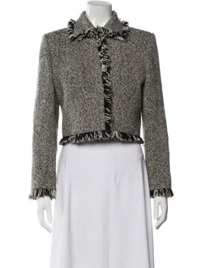 Pre-owned Saint Laurent Virgin Wool Tweed Pattern Jacket In Black