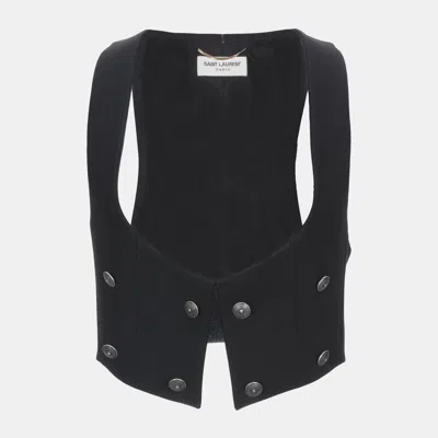Pre-owned Saint Laurent Virgin Wool Waistcoat 40 In Black
