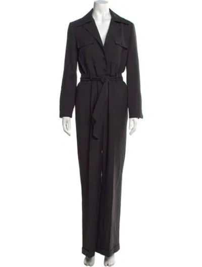 Pre-owned Saint Laurent Virgin Wool V-neck Jumpsuit In Black