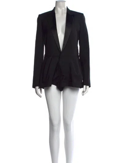 Pre-owned Saint Laurent Virgin Wool V-neck Jumpsuit In Black