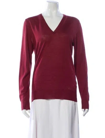 Pre-owned Saint Laurent Virgin Wool V-neck Sweater In Red