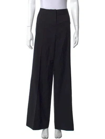 Pre-owned Saint Laurent Virgin Wool Wide Leg Pants In Black