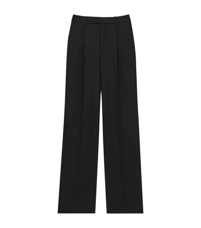 Saint Laurent Virgin Wool Wide-leg Trousers In Black